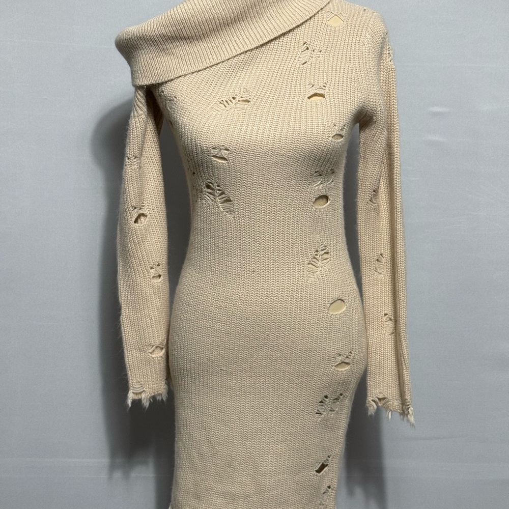 Fashion Nova Cream Sweater Dress